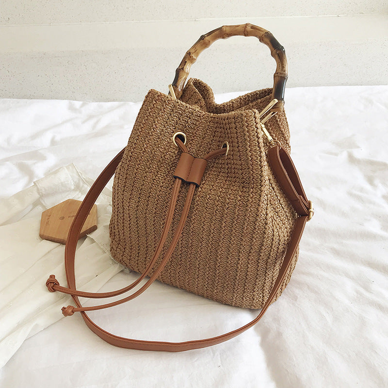 Fashion Handbag Straw Bamboo Bucket Women's Bag