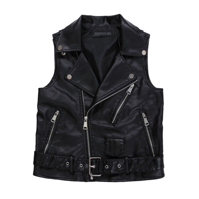 Women's Short Vest PU Sleeveless Leather Vest