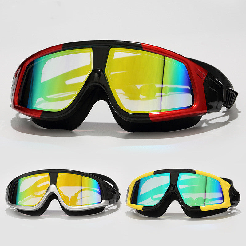 Swimming goggles adult swimming goggles HD waterproof anti-fog goggles Adult swimming goggles large box HD goggles