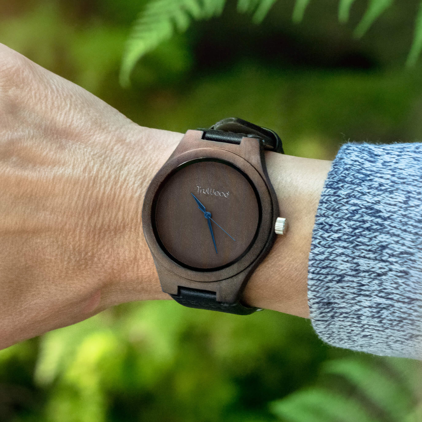 Azure minimalist watch style leather band