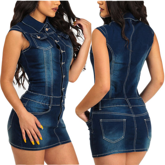 Womans denim dress tight fitted