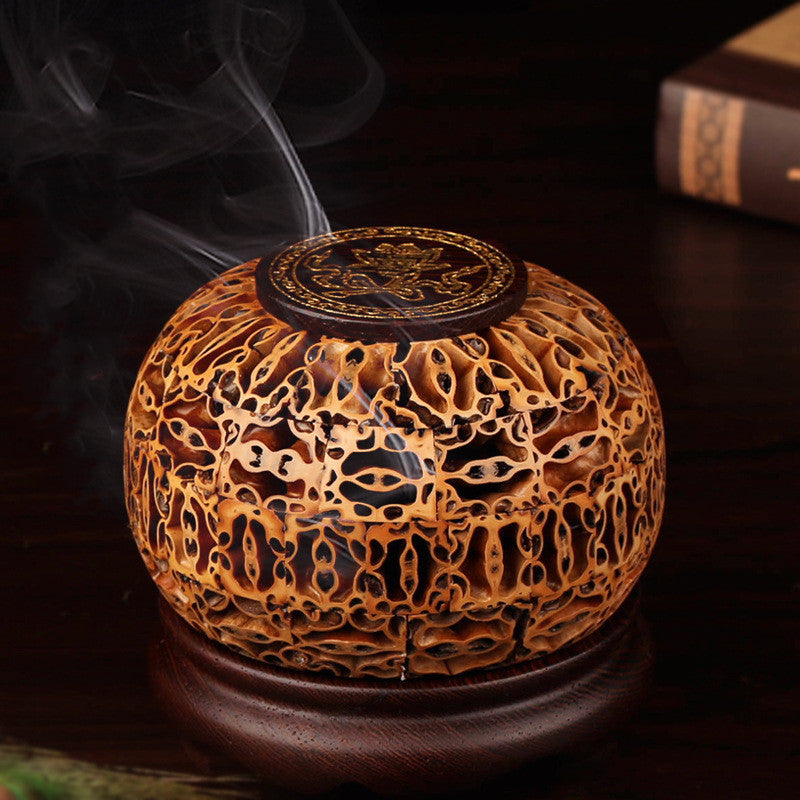 Small Carver Walnut Plate Incense Burner Mahogany Creative Gifts Custom Wooden Crafts Wholesale Solid Wood Aromatherapy Burner Incense Burner