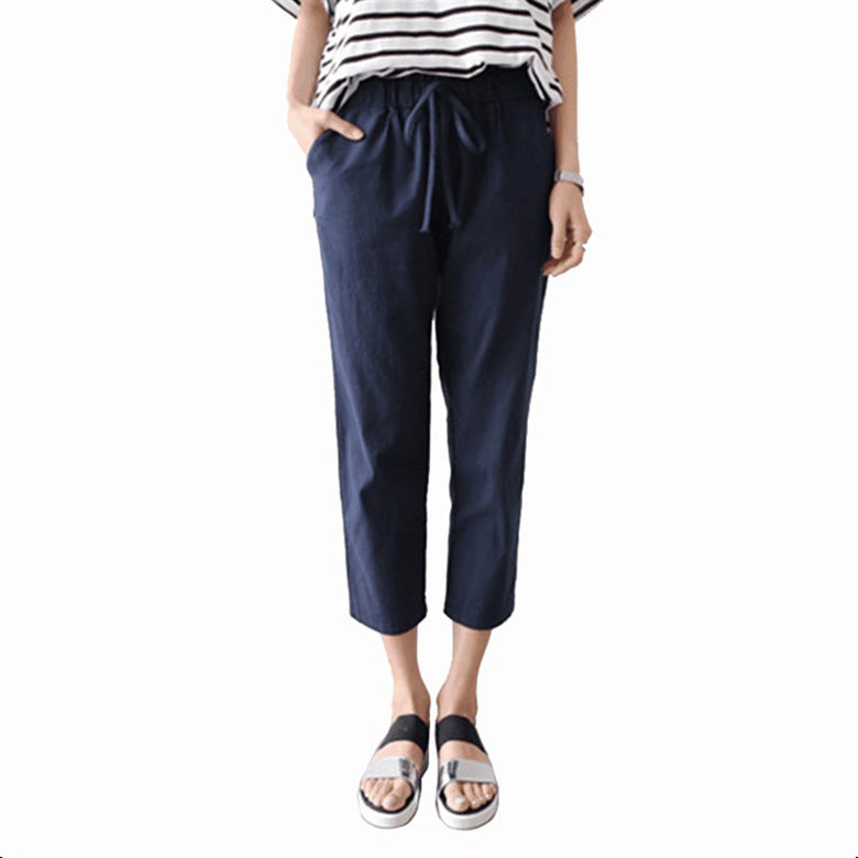 Thin High-waisted Loose Linen Pants