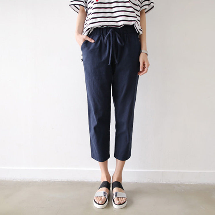 Thin High-waisted Loose Linen Pants