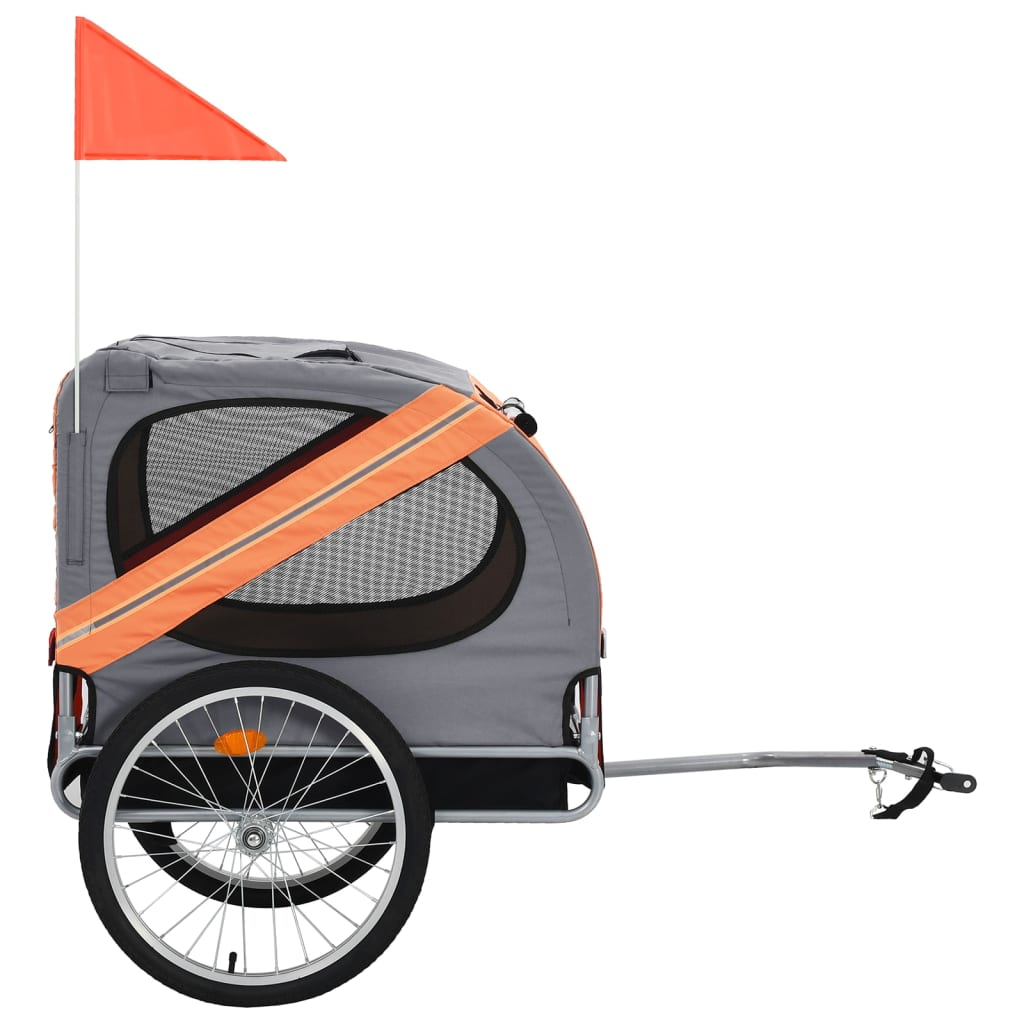 vidaXL Pet Bike Trailer Orange and Gray