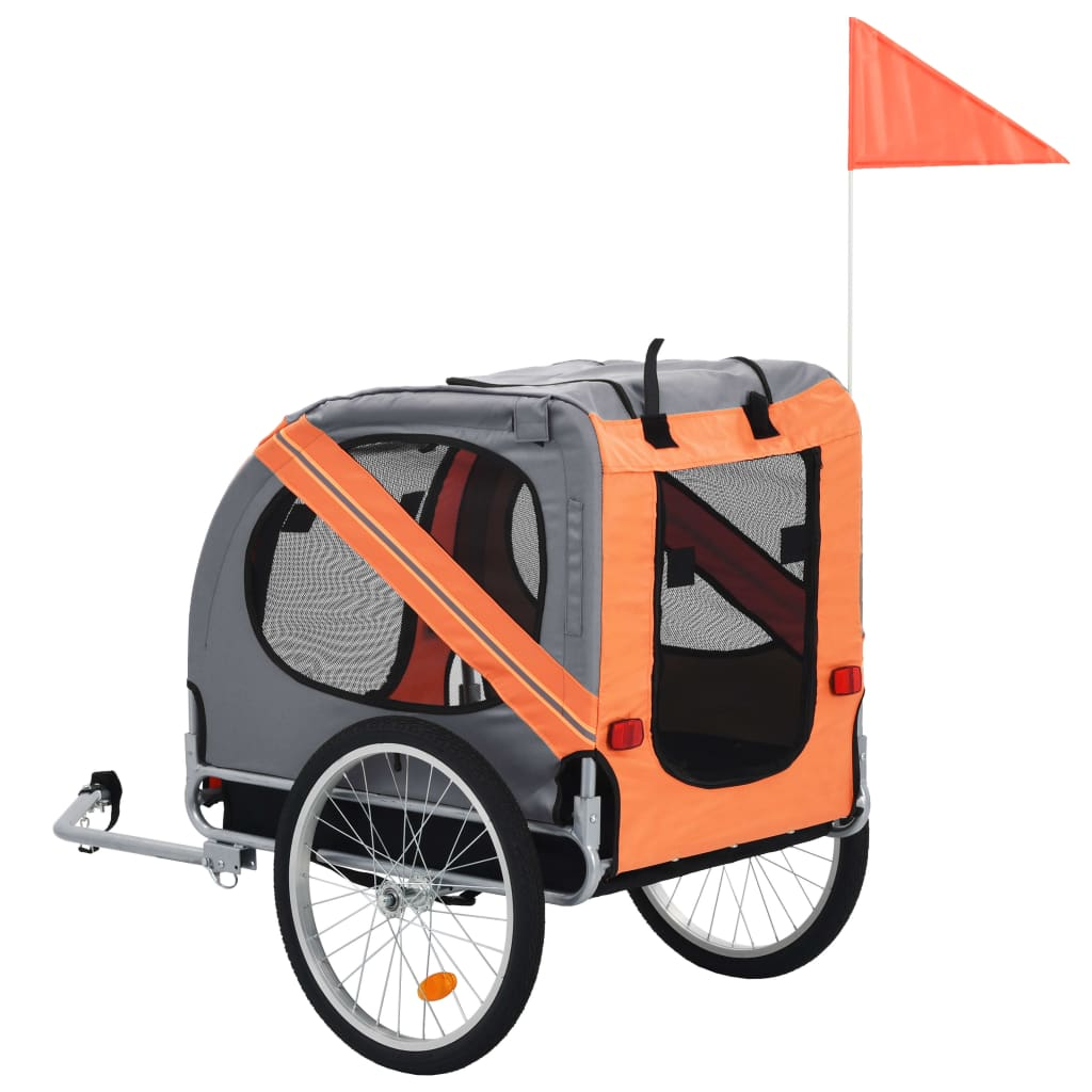 vidaXL Pet Bike Trailer Orange and Gray