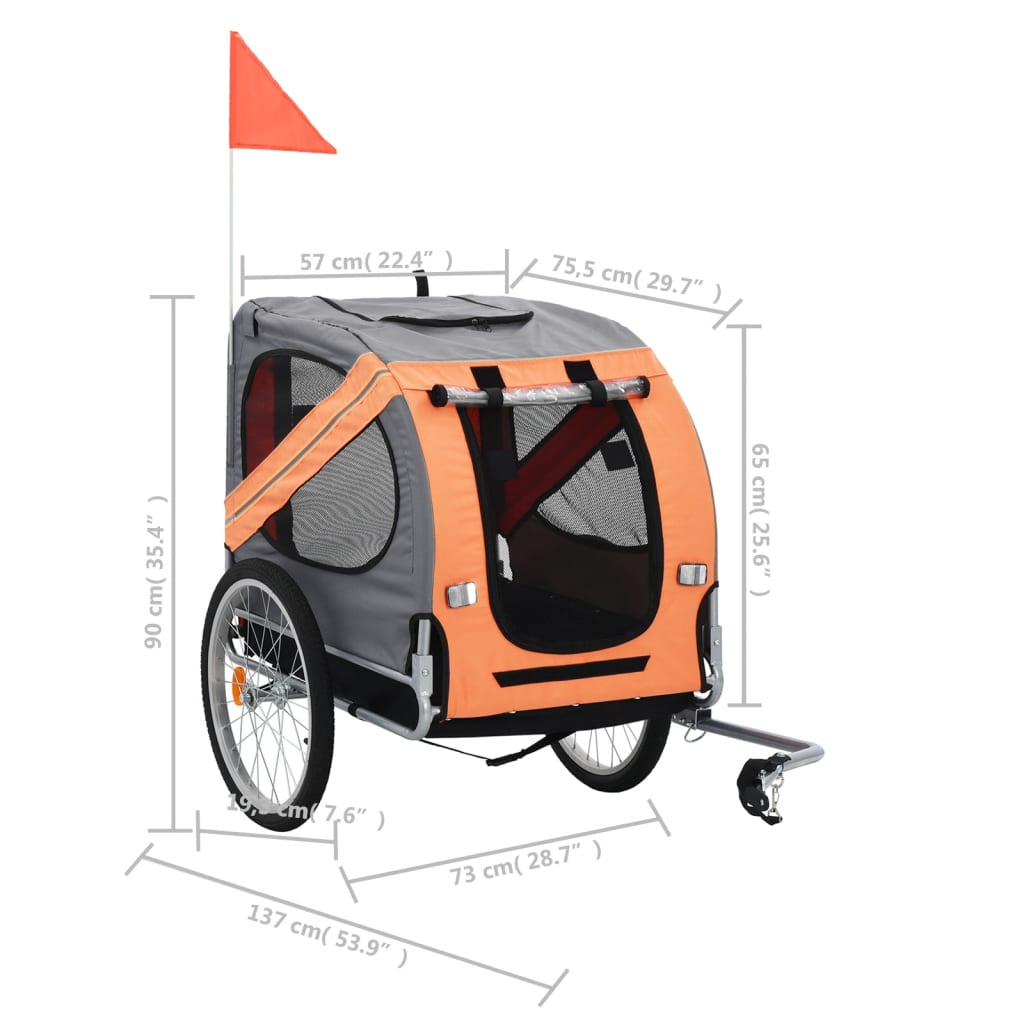 vidaXL Pet Bike Trailer Orange and Gray