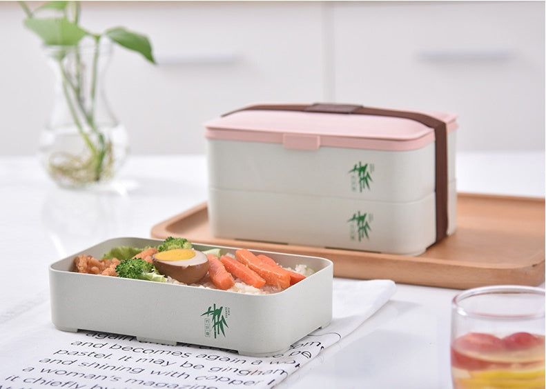 Eco-friendly bamboo 3-layer lunch box microwave safe bento