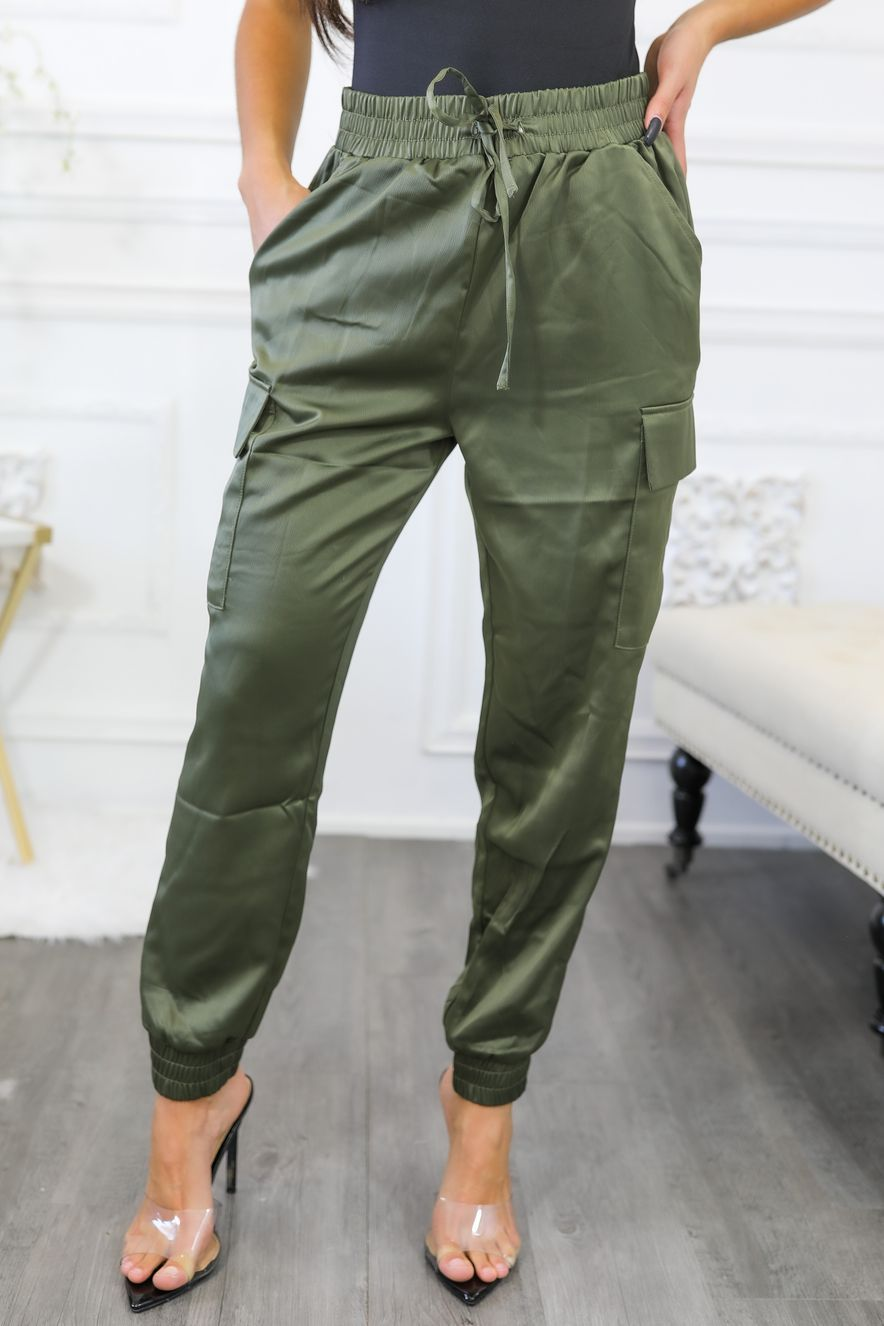 Dress Me Up Satin Cargo Jogger Pants