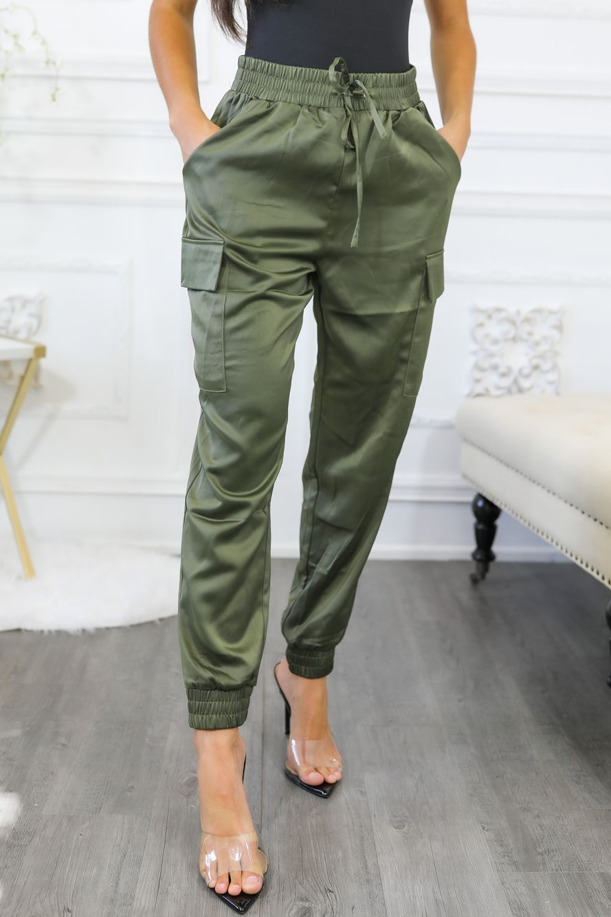 Dress Me Up Satin Cargo Jogger Pants