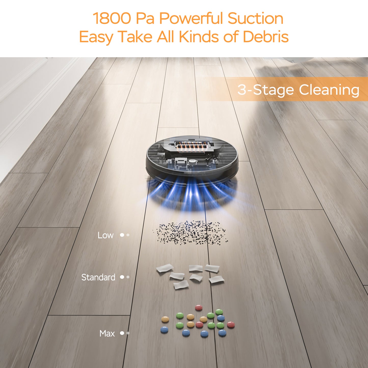 Smart Robot Vacuum Cleaner G6 Plus, Ultra-Thin, 1800Pa Strong Suction, Automatic Self-Charging, Wi-Fi Connectivity, App Control, Custom Cleaning, Great For Hard Floors To Carpets.