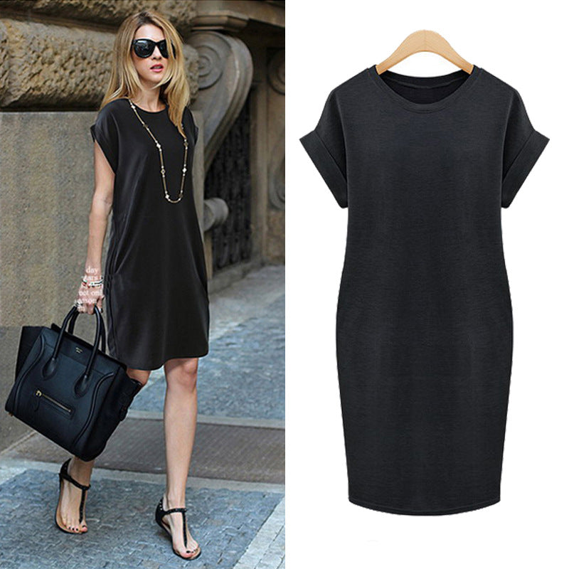 Short sleeve round neck pencil skirt