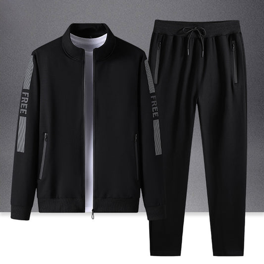 Men's Athleisure Stand Collar Cardigan Fashion Sports Suit