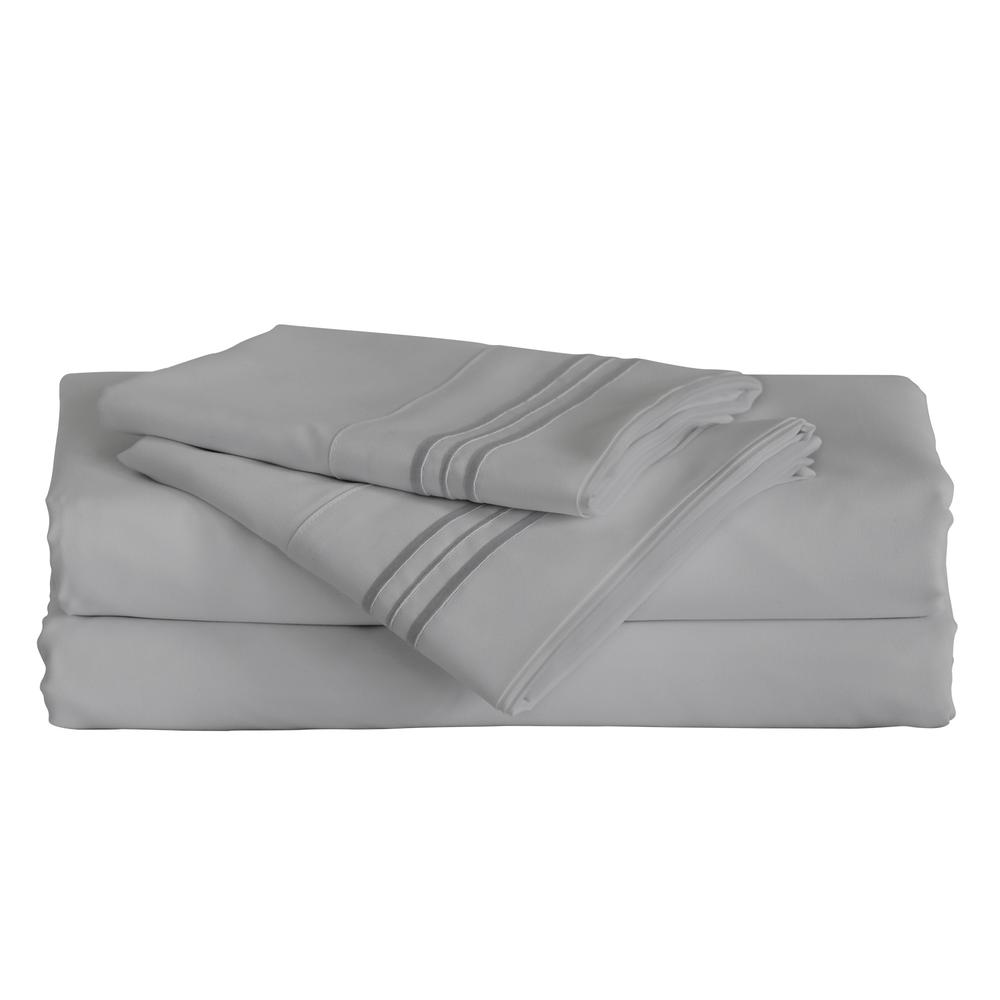 Furinno Angeland Vienne 4-Piece Microfiber Bed Sheet Set, King, Grey