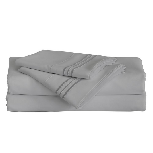 Furinno Angeland Vienne 4-Piece Microfiber Bed Sheet Set, King, Grey