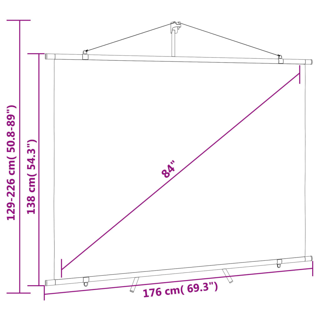 vidaXL Projection Screen with Tripod 84" 4:3