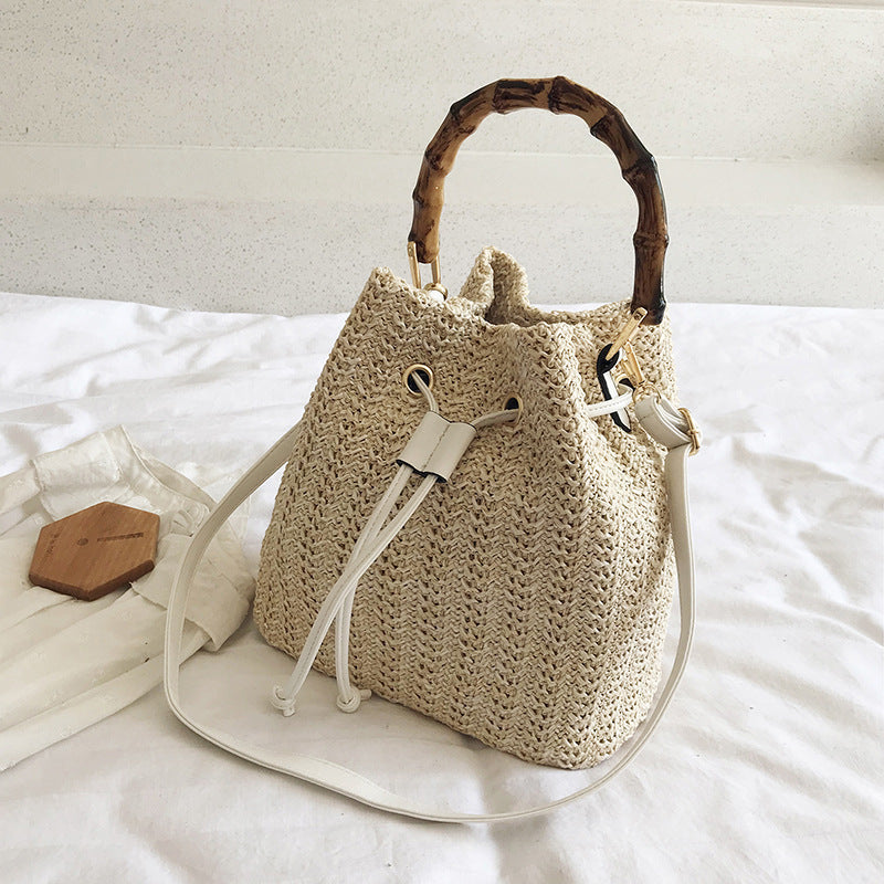 Fashion Handbag Straw Bamboo Bucket Women's Bag