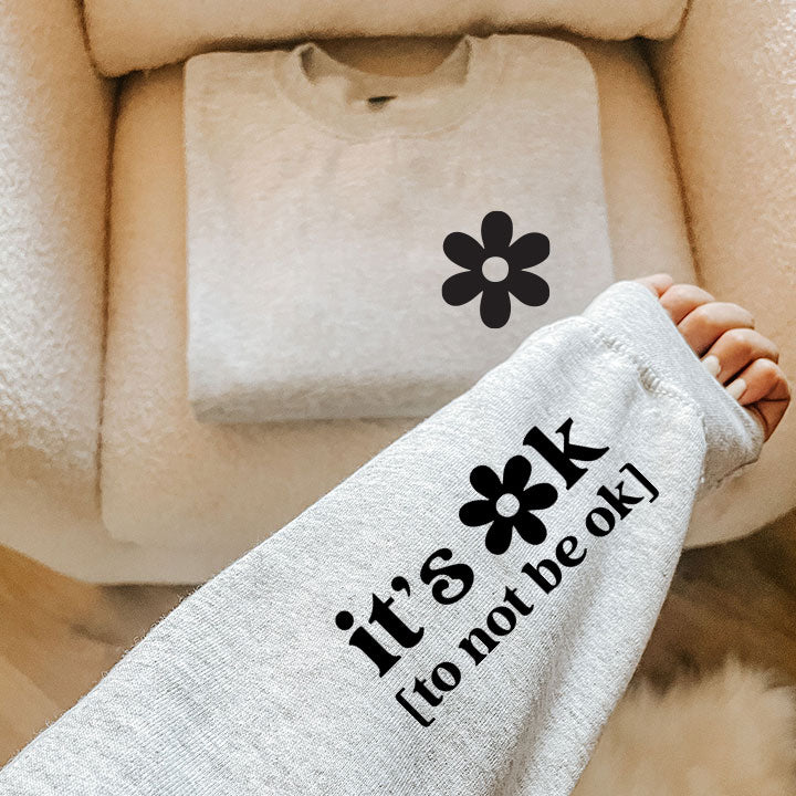 It's Ok to Not Be Ok Black Print Crew Neck