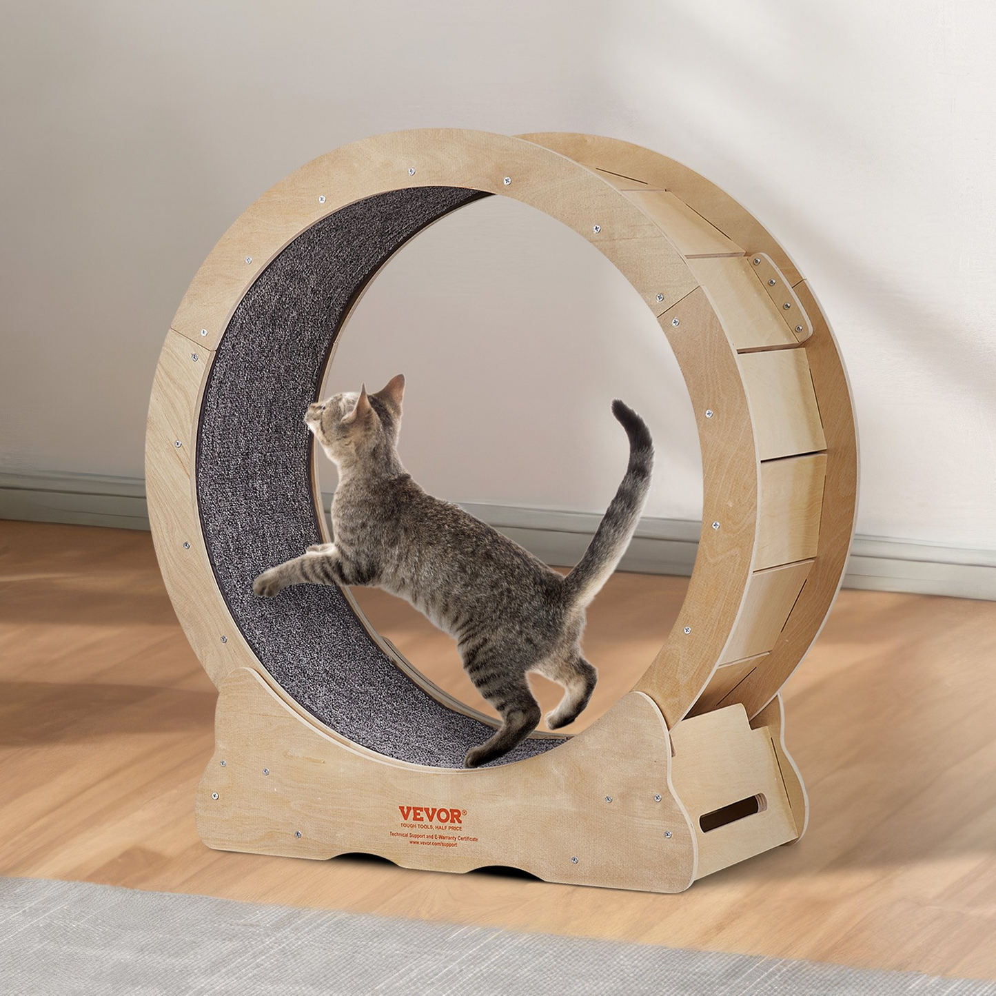 VEVOR Cat Exercise Wheel, Large Cat Treadmill Wheel for Indoor Cats, 29.5 inch Cat Running Wheel with Detachable Carpet and Cat Teaser for Running/Walking/Training, Suitable for Most Cats