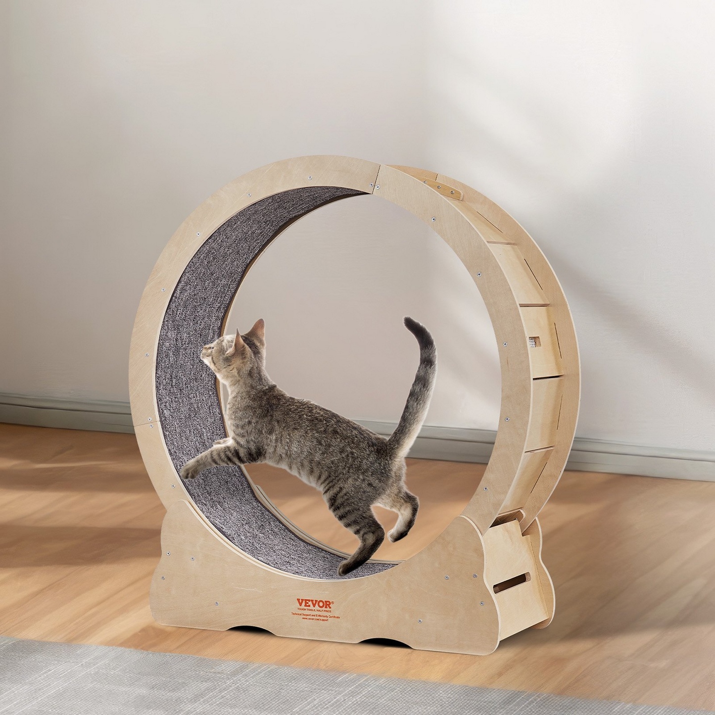 VEVOR Cat Exercise Wheel, Large Cat Treadmill Wheel for Indoor Cats, 35.8 inch Cat Running Wheel with Detachable Carpet and Cat Teaser for Running/Walking/Training, Suitable for Most Cats