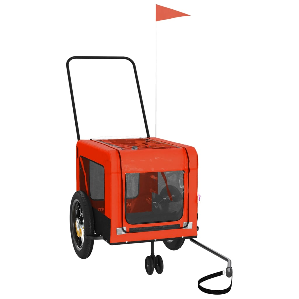 Pet Bike Trailer Orange and Black Oxford Fabric and Iron