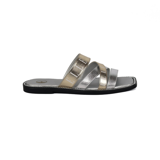 Oceana Comfy Fit Classic Faux Leather Sandal in Silver