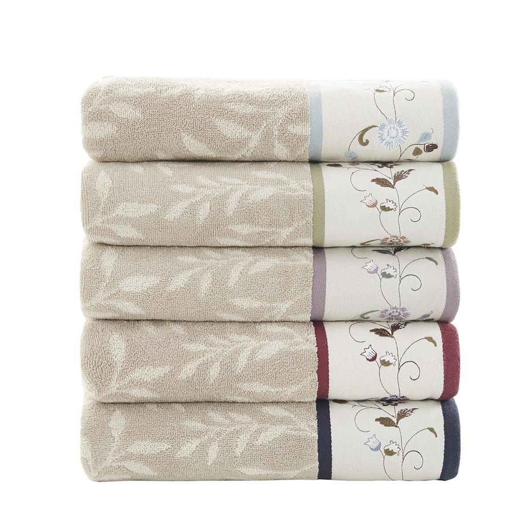 Embroidered Cotton Jacquard 6 Piece Towel Set