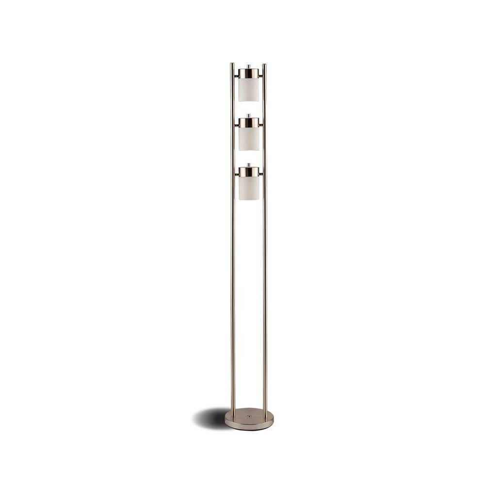 Munson Floor Lamp with 3 Swivel Lights Brushed Silver