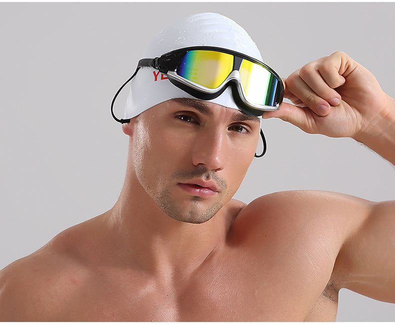 Swimming goggles adult swimming goggles HD waterproof anti-fog goggles Adult swimming goggles large box HD goggles