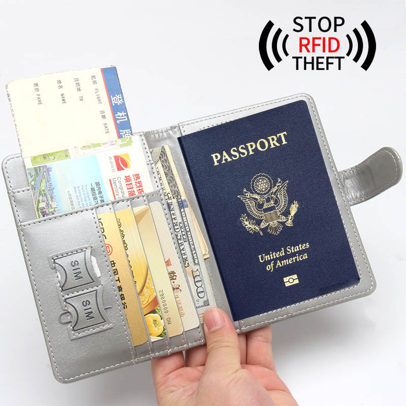 Anti-theft Swipe Passport Leather Ticket Clip Buckle Multi-card Flight