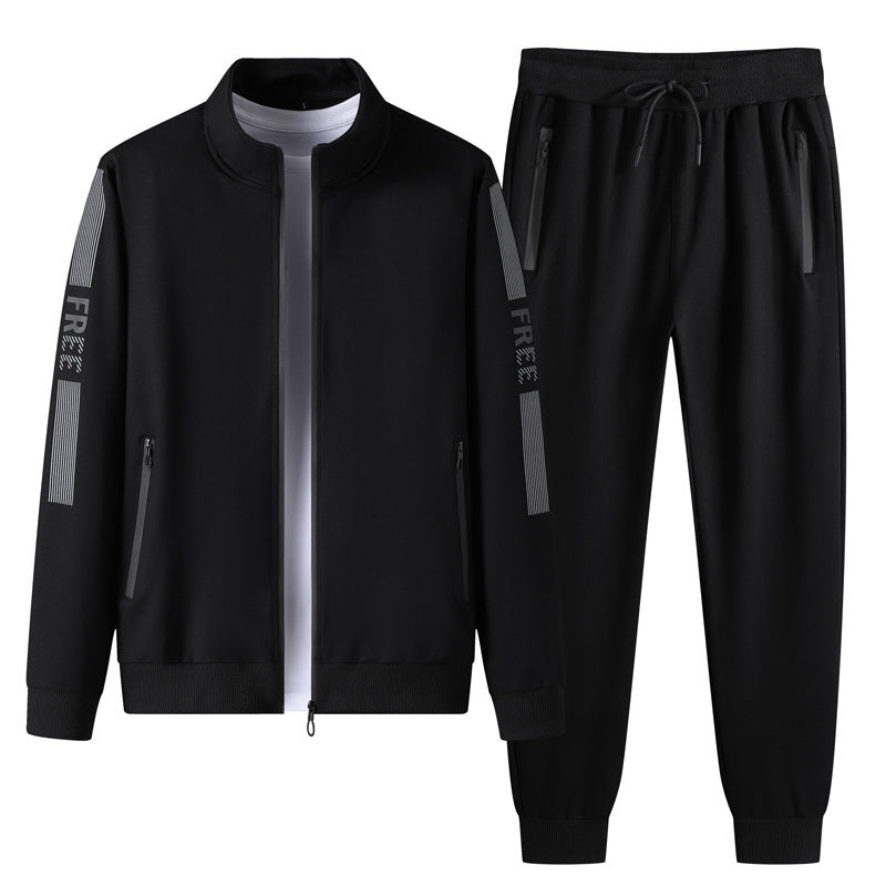 Men's Athleisure Stand Collar Cardigan Fashion Sports Suit