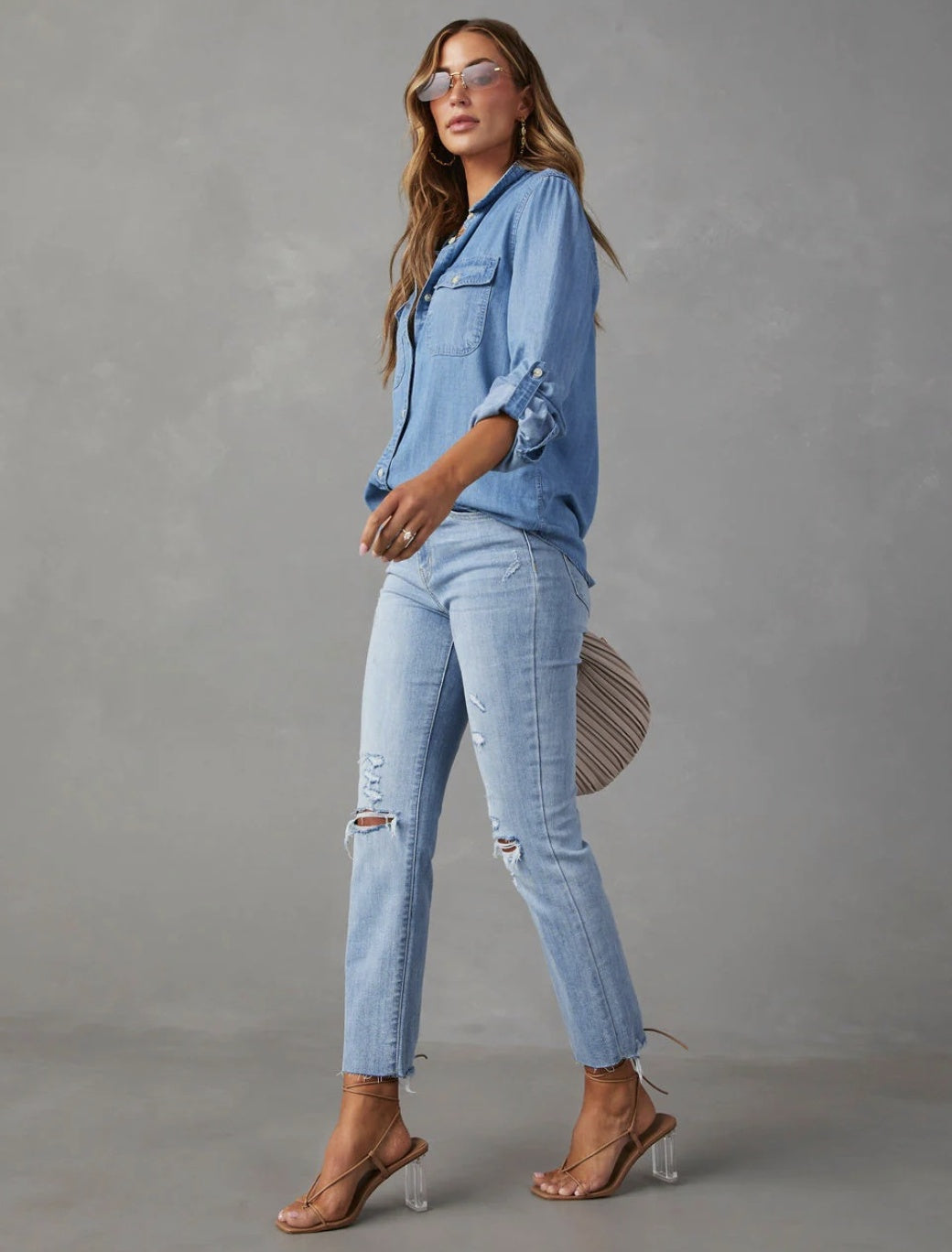 Cross Border Leisure Lapel Single Breasted Women's Long-sleeved Denim