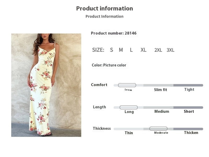 Temperament Elegant V-neck New Backless Fashion Simple Camisole Dress