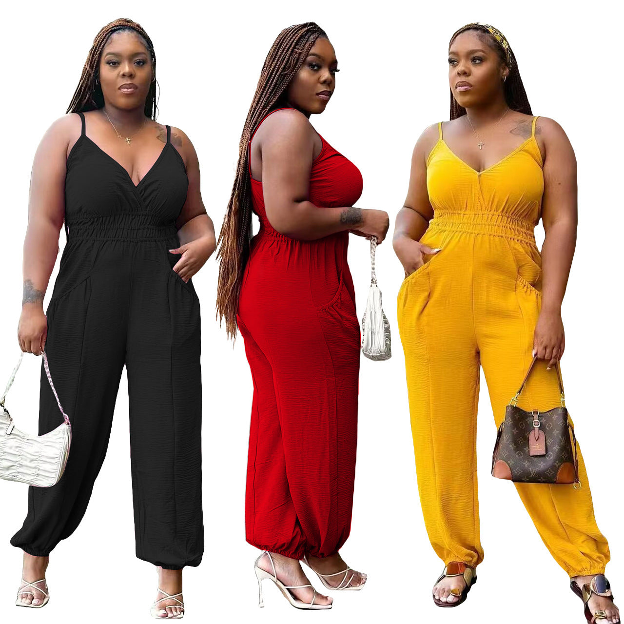 Women's Slip Plus Size Fat Woman Cotton And Linen Jumpsuit