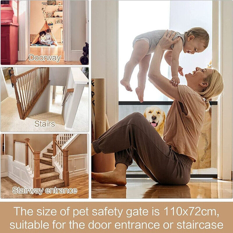 Pet Isolation Mesh No Drilling Safety Fences Net Portable Dog Cat Stair Door