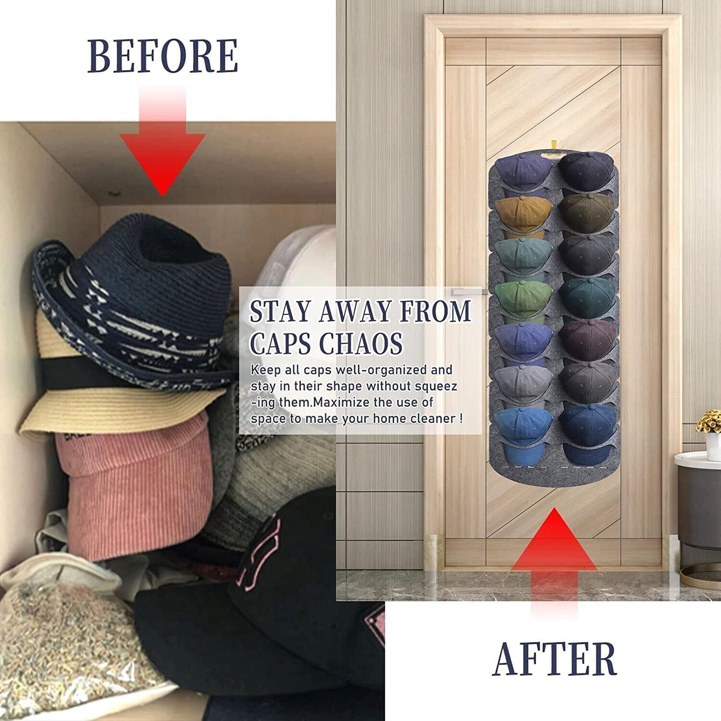 Hat Rack Organizer Baseball Holder Storage Cap Hanger Door Wall Coat Caps Stands