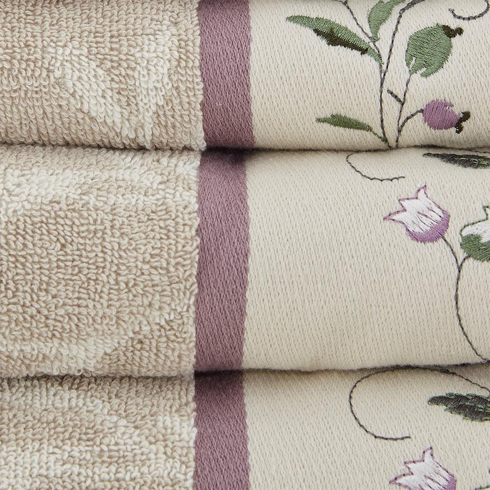 Embroidered Cotton Jacquard 6 Piece Towel Set