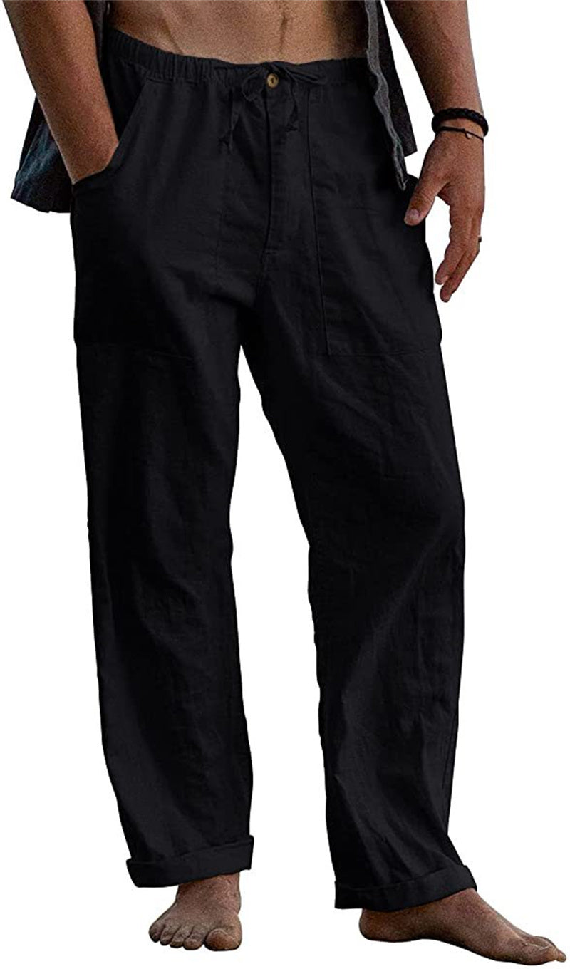 Men's Linen Casual Drawstring Loose Pants