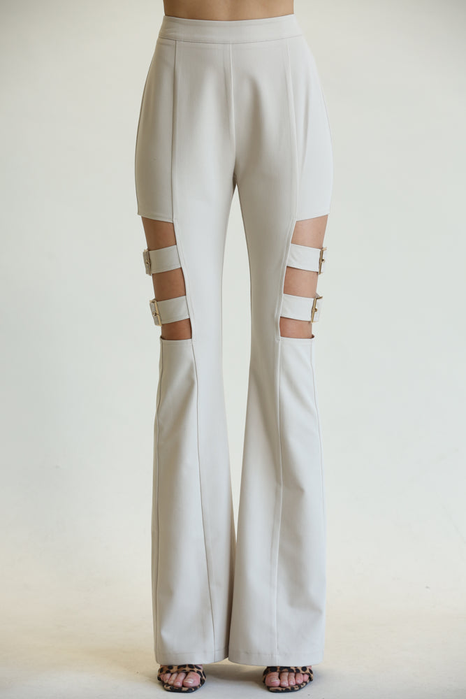 Lola- High Waisted Belted Bell Bottom Pants