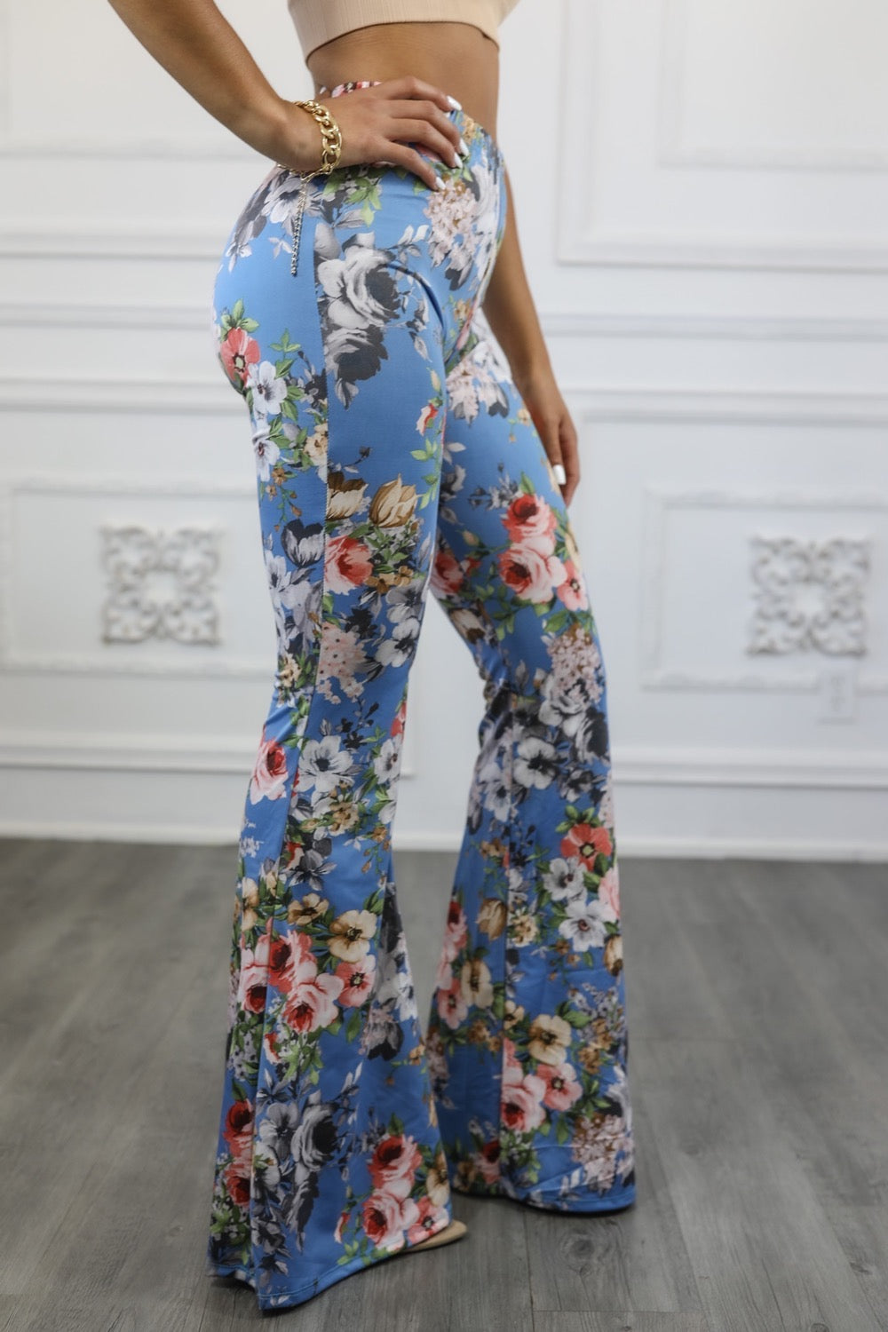 Floral Print Bell Bottom Pants