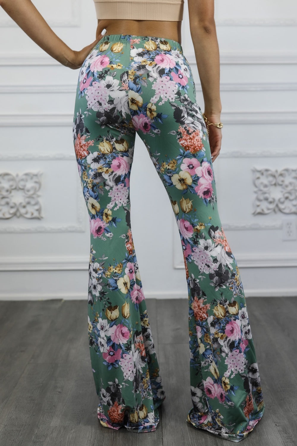 Floral Print Bell Bottom Pants