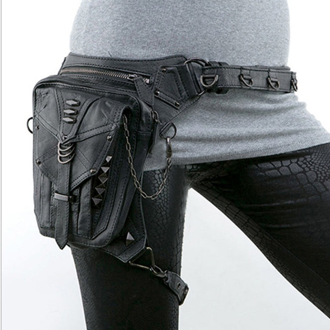 Unisex PU Leather Waist Fanny Leg Bag