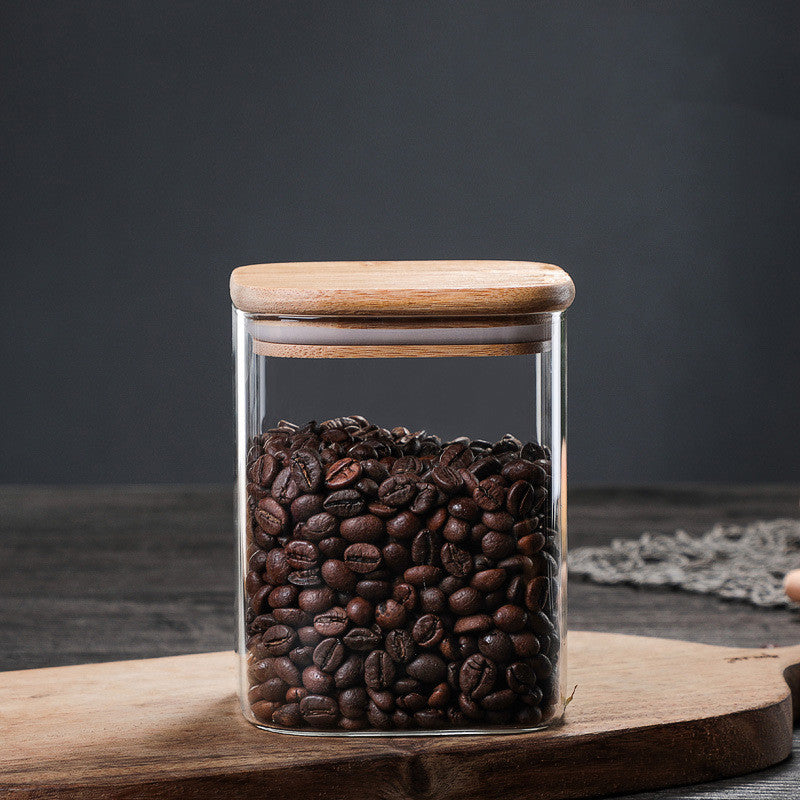 Square Transparent Glass Airtight Storage Jar