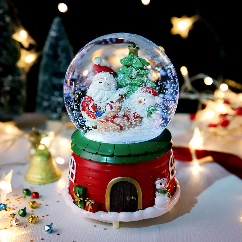 Christmas Full Crystal Ball Creative Music Box Decoration