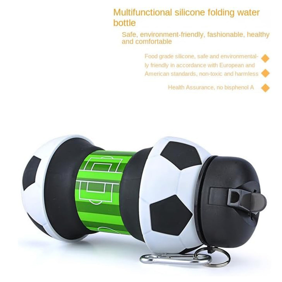 Sports Water Bottle, Silicone Collapsible Spherical Drinking Mug, Leak-proof Squeezable Shockproof, Basketball Soccer Baseball Billiards Volleyball Golf, Creative Gift Travel Water Bottle All Ages