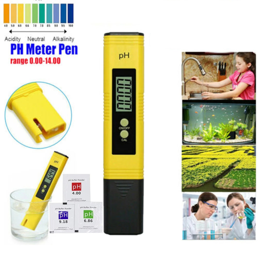 PH Meter 0.01 PH Battery Powder High Precision Water Quality EC Tester 0-14 PH Measurement Range For Aquarium Swimming Pool Digital Electric PH Meter LCD Tester Pocket Hydroponics Aquarium Water Test