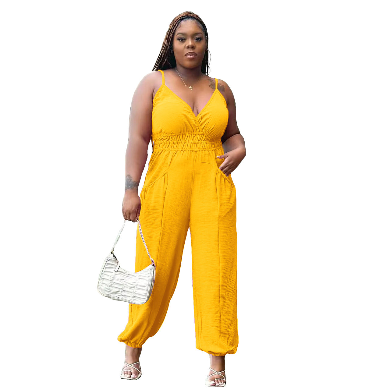 Women's Slip Plus Size Fat Woman Cotton And Linen Jumpsuit