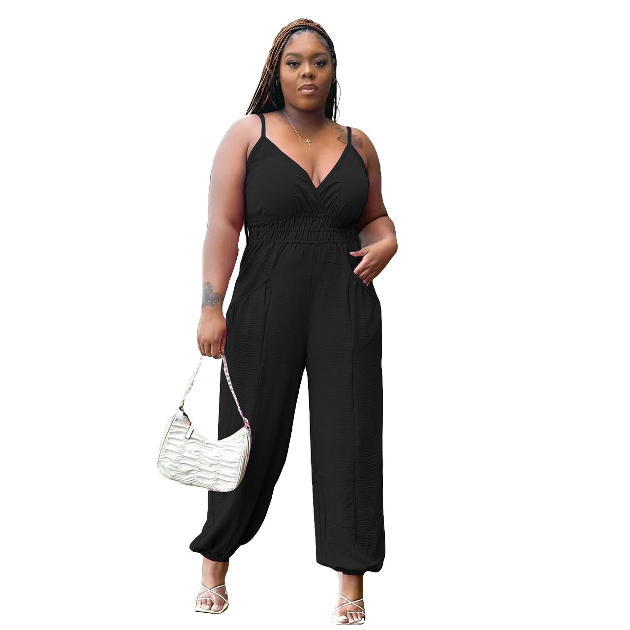 Women's Slip Plus Size Fat Woman Cotton And Linen Jumpsuit