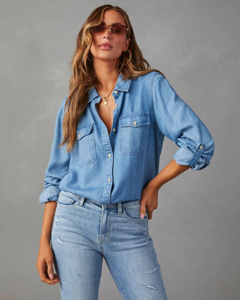 Cross Border Leisure Lapel Single Breasted Women's Long-sleeved Denim