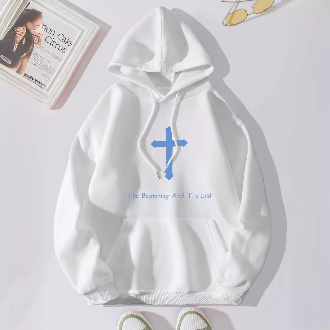 Women's Brushed Hoody Plain Letter Jesus Print